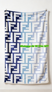 Fendi Gradient Blue FF Monogram Flannel Sofa Throw Blanket IMG_9432